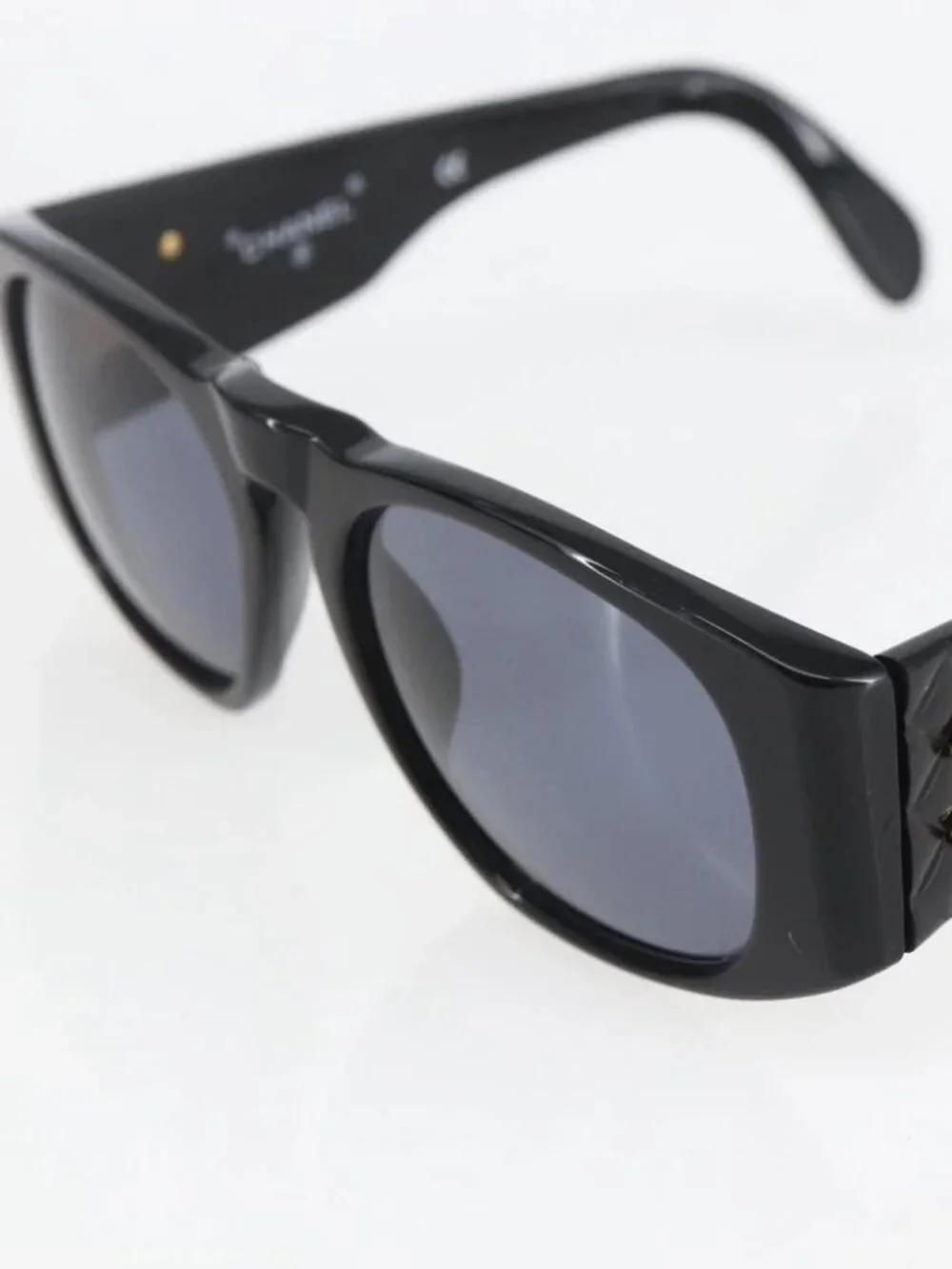 CHANEL Sunglasses plastic Black CC Auth 156144